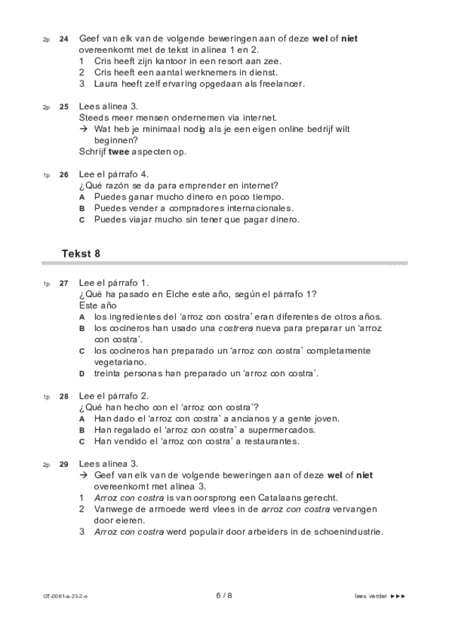 Opgaven examen VMBO GLTL Spaans 2023, tijdvak 2. Pagina 6