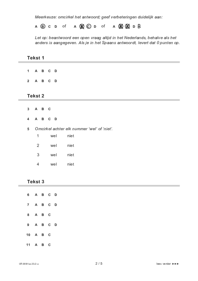 Uitwerkbijlage examen VMBO GLTL Spaans 2023, tijdvak 2. Pagina 2