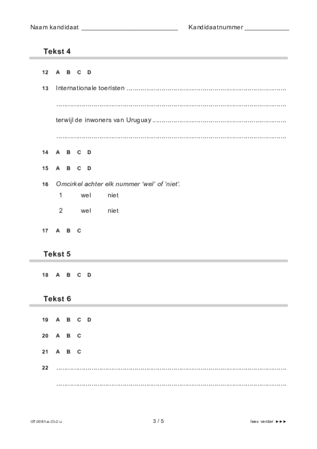Uitwerkbijlage examen VMBO GLTL Spaans 2023, tijdvak 2. Pagina 3