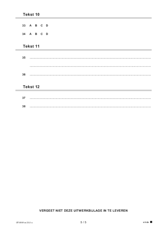 Uitwerkbijlage examen VMBO GLTL Spaans 2023, tijdvak 2. Pagina 5