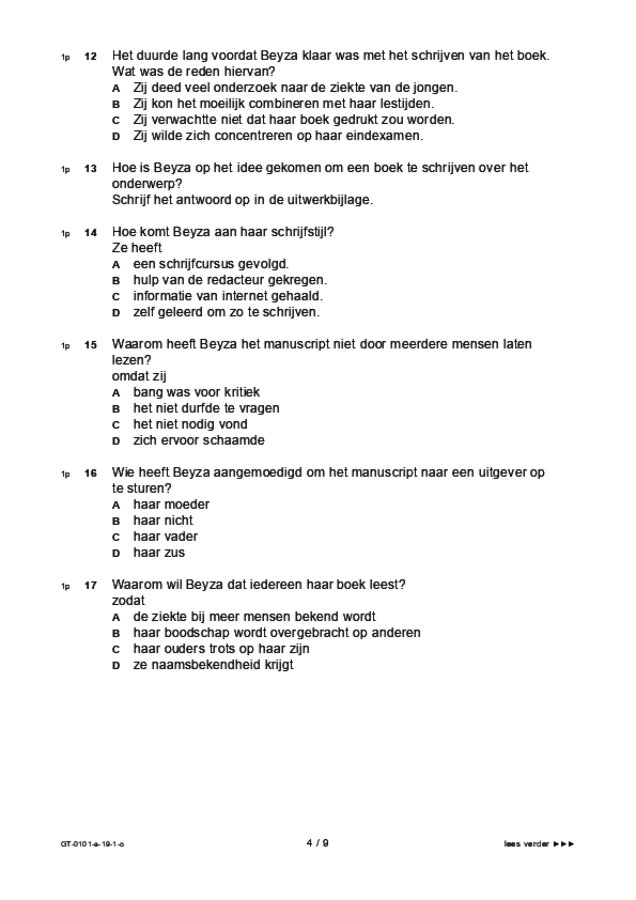 Opgaven examen VMBO GLTL Turks 2019, tijdvak 1. Pagina 4