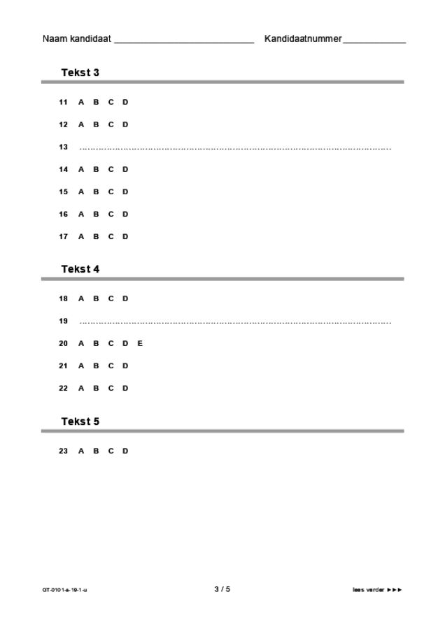 Uitwerkbijlage examen VMBO GLTL Turks 2019, tijdvak 1. Pagina 3