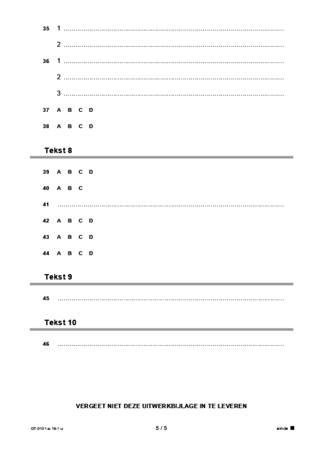 Uitwerkbijlage examen VMBO GLTL Turks 2019, tijdvak 1. Pagina 5