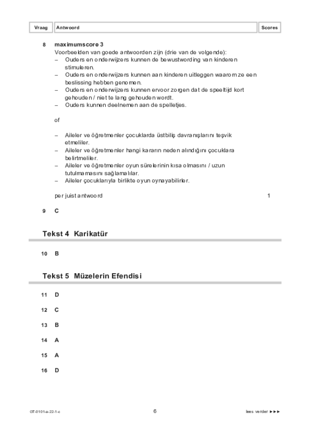 Correctievoorschrift examen VMBO GLTL Turks 2022, tijdvak 1. Pagina 6