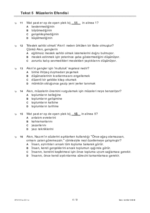 Opgaven examen VMBO GLTL Turks 2022, tijdvak 1. Pagina 4