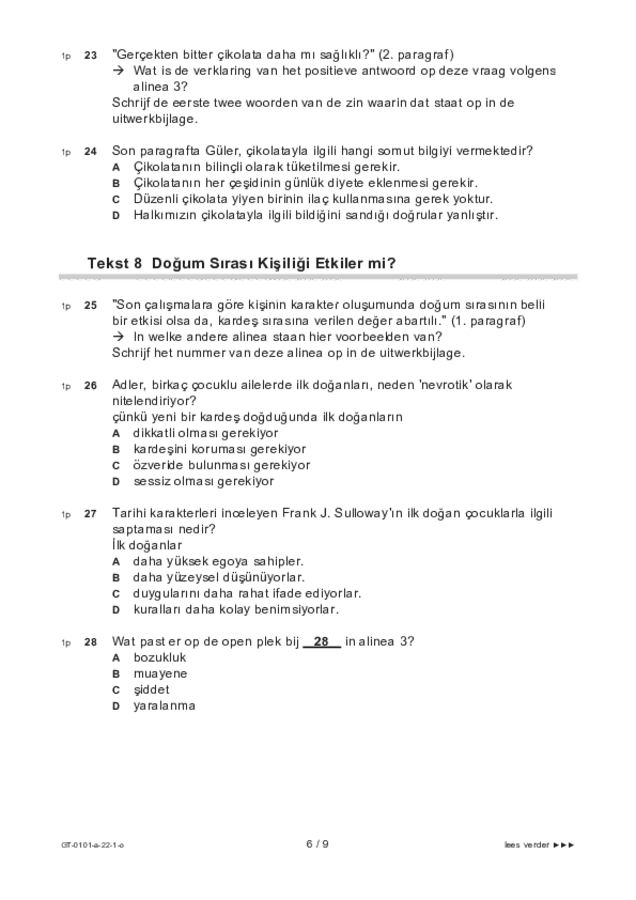 Opgaven examen VMBO GLTL Turks 2022, tijdvak 1. Pagina 6