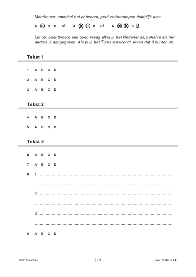 Uitwerkbijlage examen VMBO GLTL Turks 2022, tijdvak 1. Pagina 2