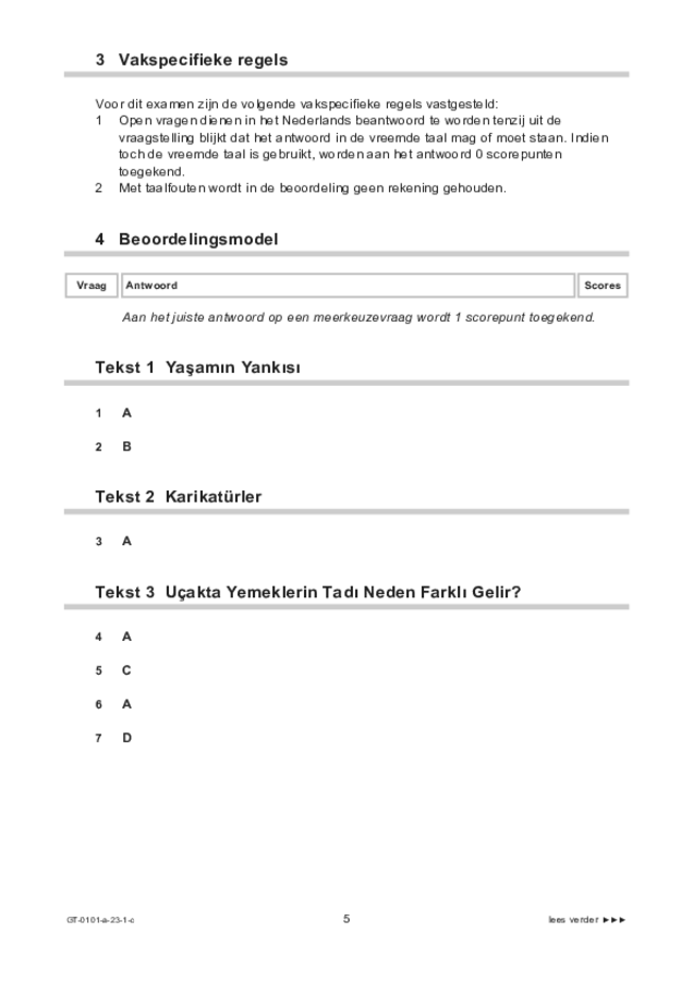 Correctievoorschrift examen VMBO GLTL Turks 2023, tijdvak 1. Pagina 5