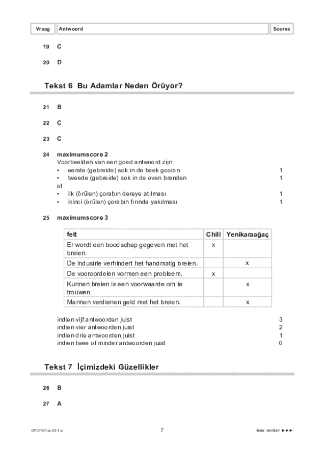 Correctievoorschrift examen VMBO GLTL Turks 2023, tijdvak 1. Pagina 7
