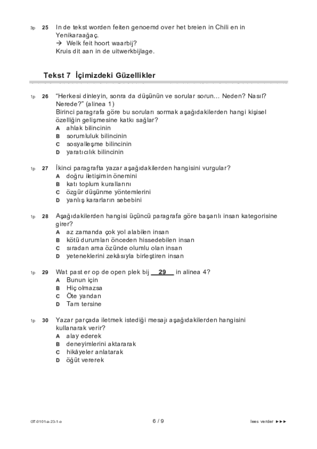 Opgaven examen VMBO GLTL Turks 2023, tijdvak 1. Pagina 6