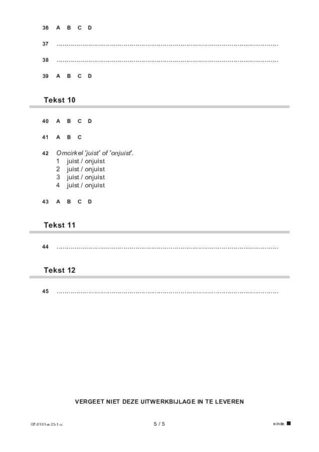 Uitwerkbijlage examen VMBO GLTL Turks 2023, tijdvak 1. Pagina 5