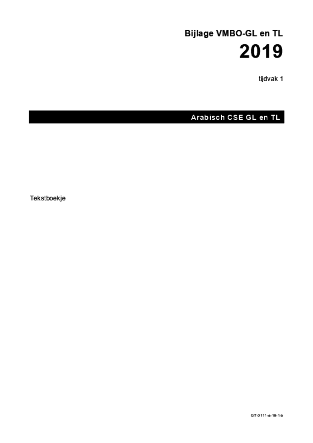 Bijlage examen VMBO GLTL Arabisch 2019, tijdvak 1. Pagina 1