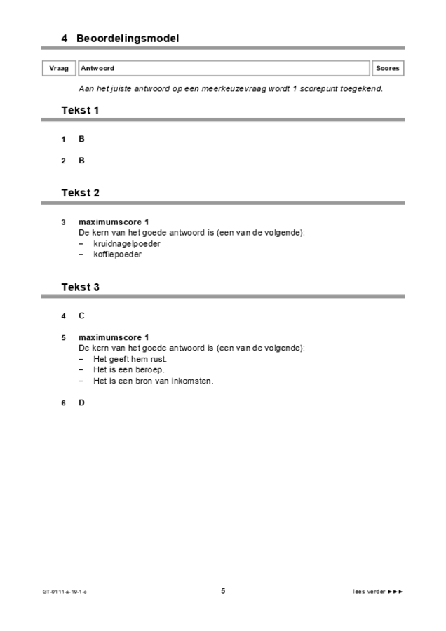 Correctievoorschrift examen VMBO GLTL Arabisch 2019, tijdvak 1. Pagina 5