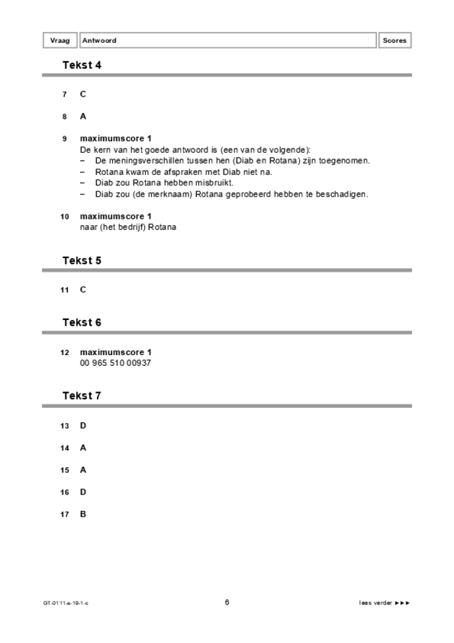 Correctievoorschrift examen VMBO GLTL Arabisch 2019, tijdvak 1. Pagina 6