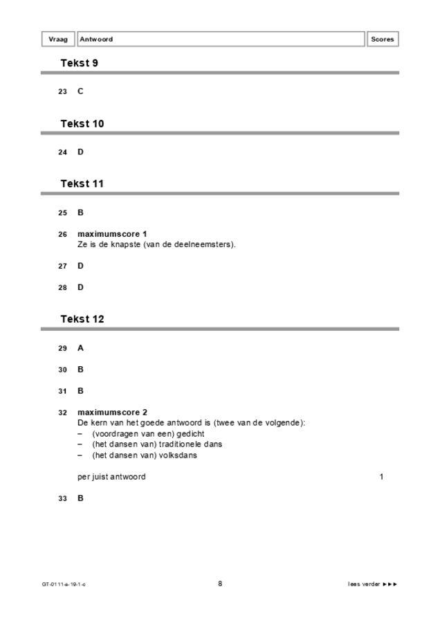 Correctievoorschrift examen VMBO GLTL Arabisch 2019, tijdvak 1. Pagina 8