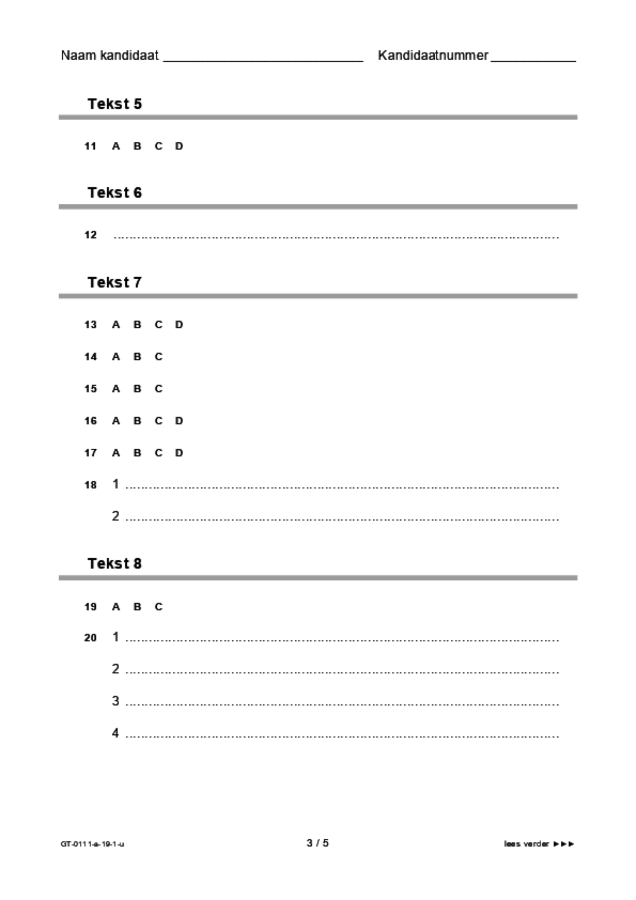 Uitwerkbijlage examen VMBO GLTL Arabisch 2019, tijdvak 1. Pagina 3