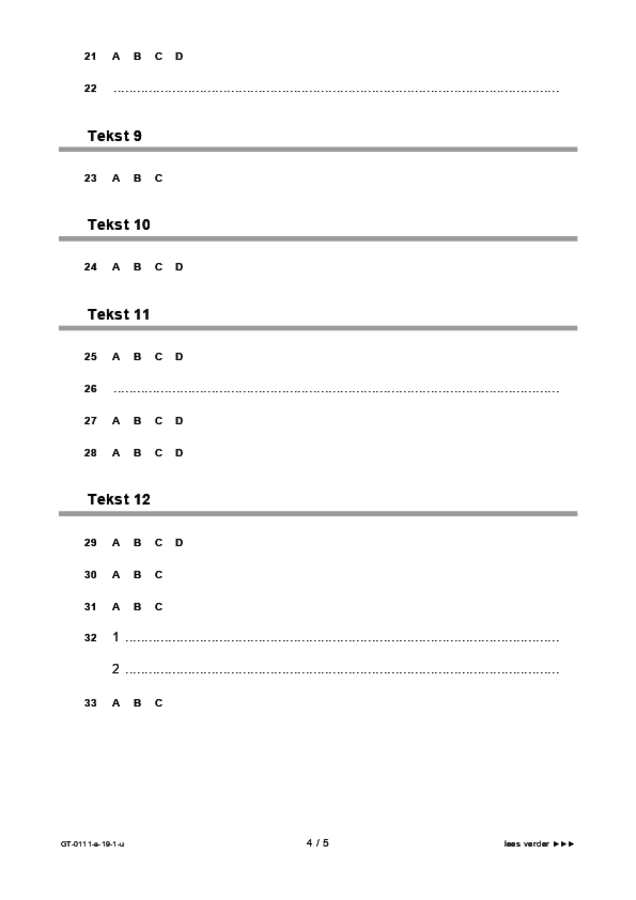 Uitwerkbijlage examen VMBO GLTL Arabisch 2019, tijdvak 1. Pagina 4