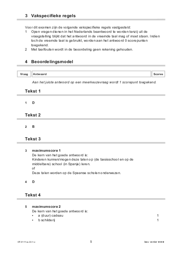 Correctievoorschrift examen VMBO GLTL Arabisch 2022, tijdvak 1. Pagina 5