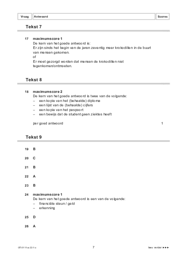Correctievoorschrift examen VMBO GLTL Arabisch 2022, tijdvak 1. Pagina 7