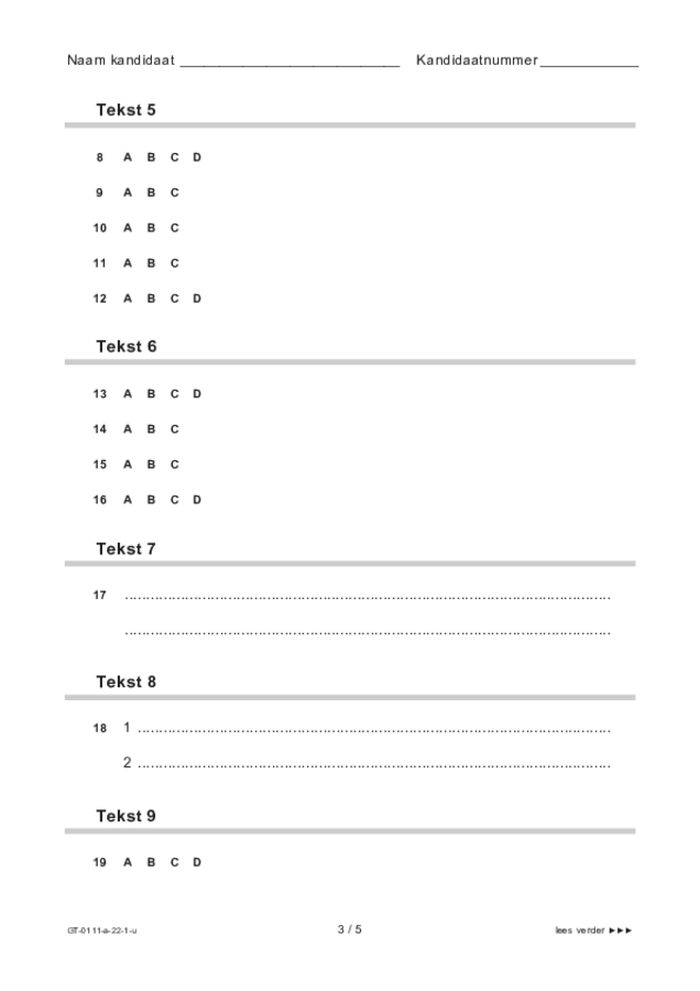 Uitwerkbijlage examen VMBO GLTL Arabisch 2022, tijdvak 1. Pagina 3