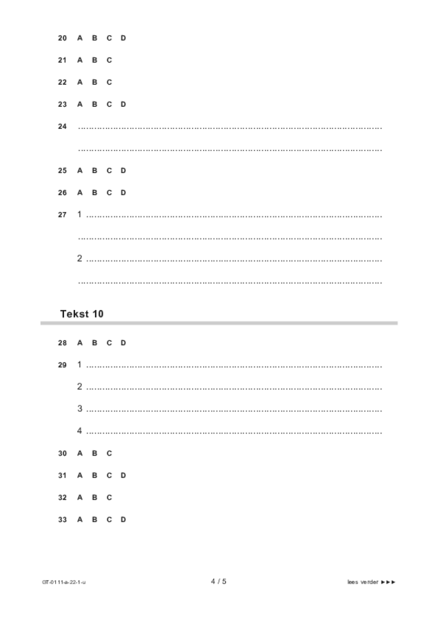 Uitwerkbijlage examen VMBO GLTL Arabisch 2022, tijdvak 1. Pagina 4