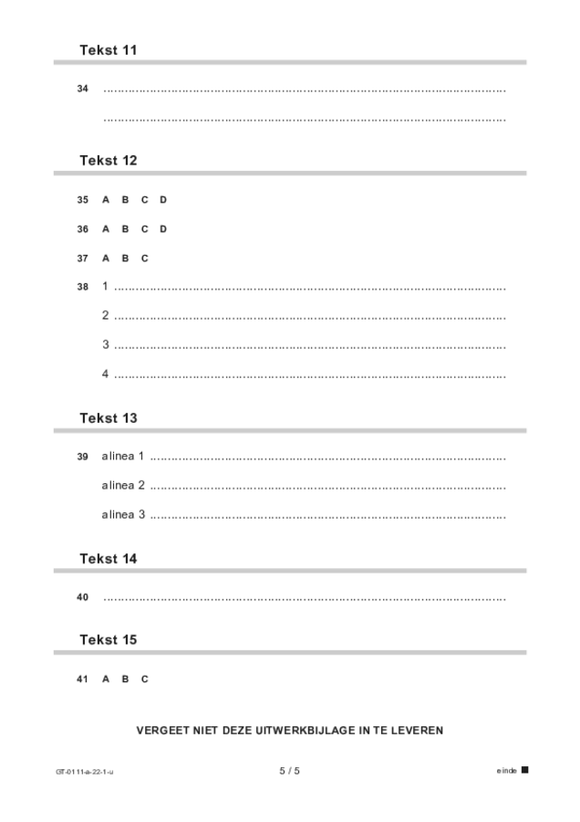 Uitwerkbijlage examen VMBO GLTL Arabisch 2022, tijdvak 1. Pagina 5