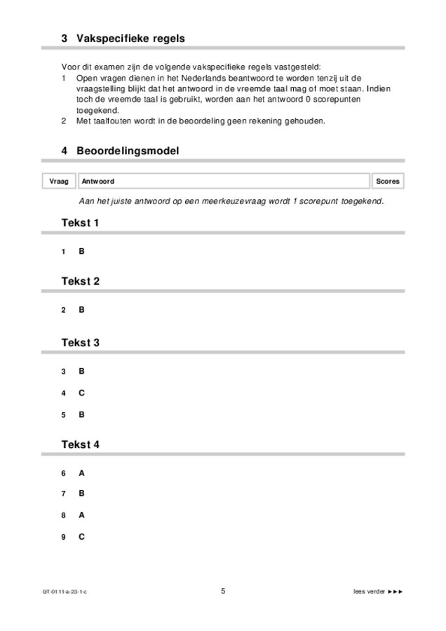 Correctievoorschrift examen VMBO GLTL Arabisch 2023, tijdvak 1. Pagina 5