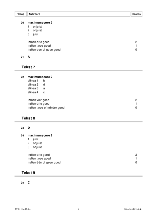 Correctievoorschrift examen VMBO GLTL Arabisch 2023, tijdvak 1. Pagina 7