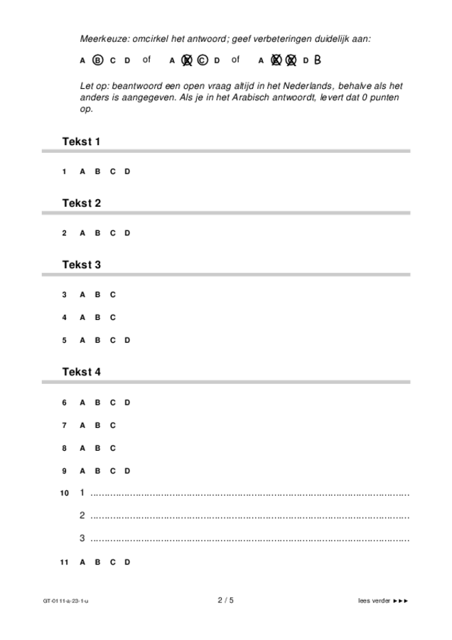 Uitwerkbijlage examen VMBO GLTL Arabisch 2023, tijdvak 1. Pagina 2