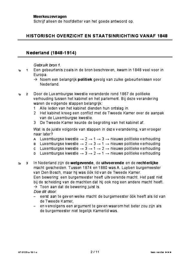 Opgaven examen VMBO GLTL geschiedenis 2018, tijdvak 1. Pagina 2
