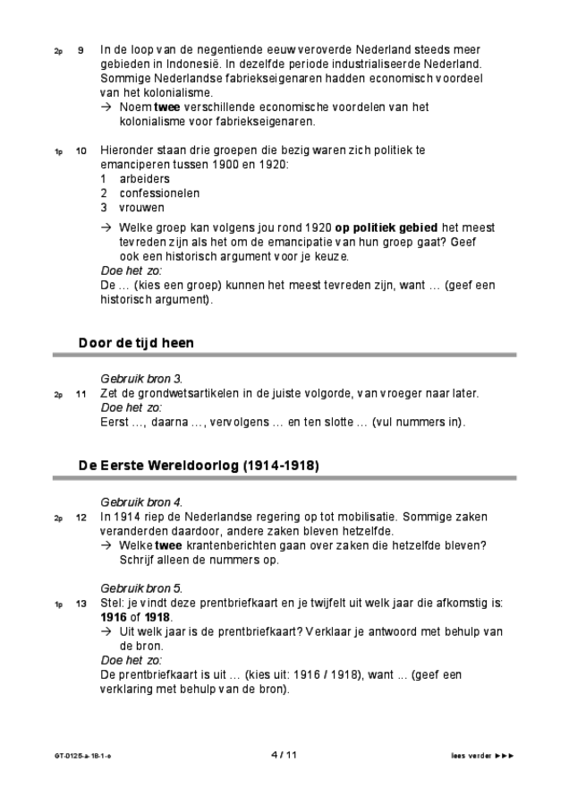 Opgaven examen VMBO GLTL geschiedenis 2018, tijdvak 1. Pagina 4