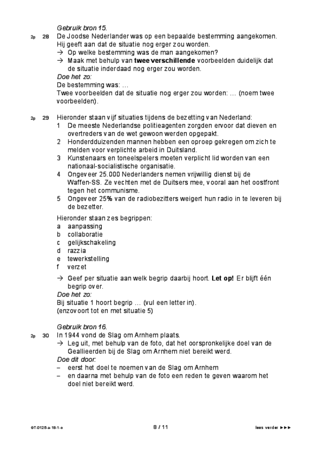 Opgaven examen VMBO GLTL geschiedenis 2018, tijdvak 1. Pagina 8
