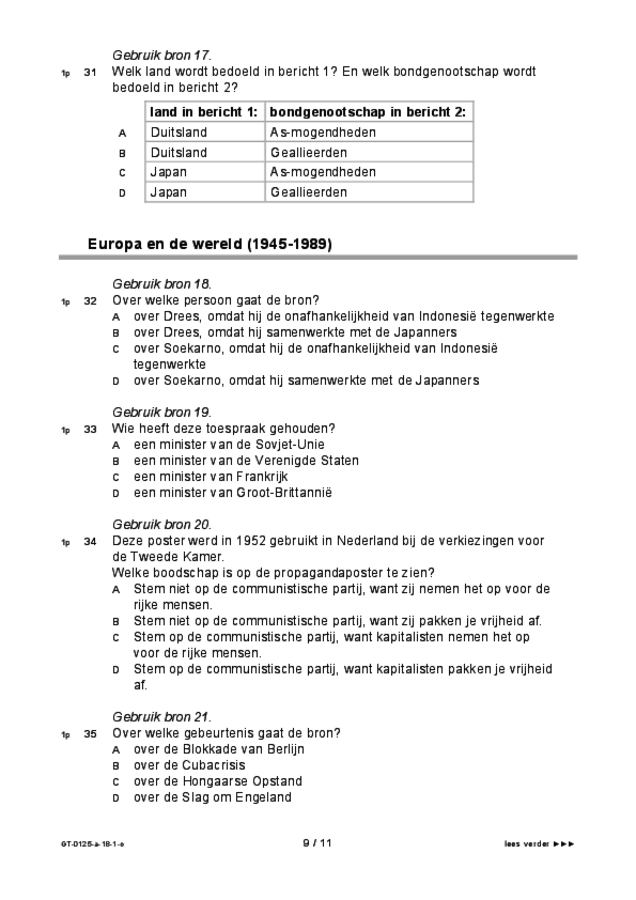Opgaven examen VMBO GLTL geschiedenis 2018, tijdvak 1. Pagina 9