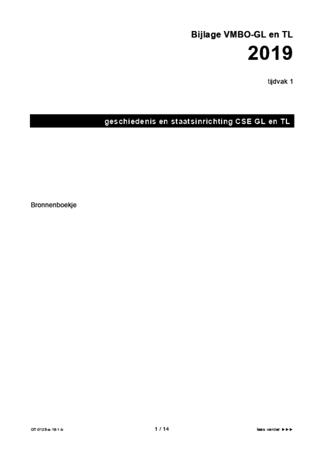 Bijlage examen VMBO GLTL geschiedenis 2019, tijdvak 1. Pagina 1