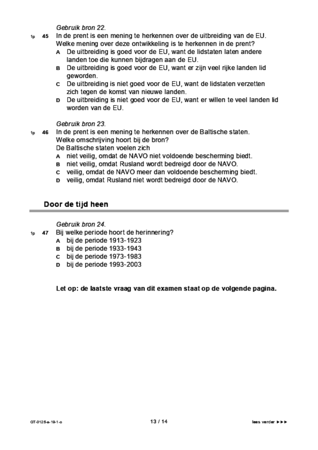 Opgaven examen VMBO GLTL geschiedenis 2019, tijdvak 1. Pagina 13