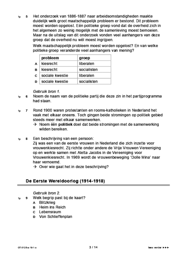 Opgaven examen VMBO GLTL geschiedenis 2019, tijdvak 1. Pagina 3