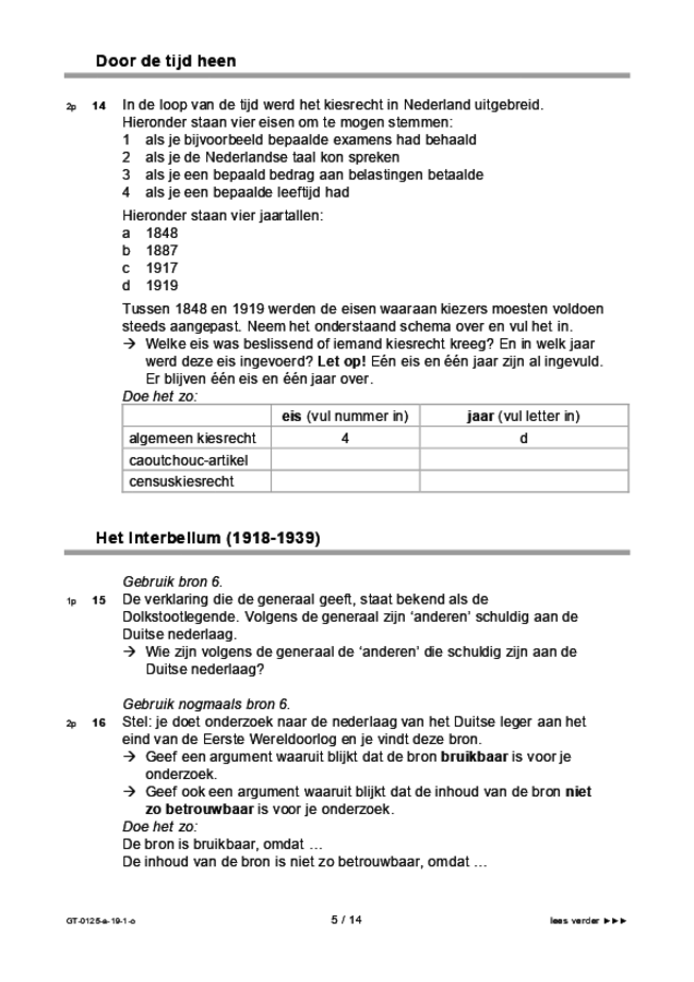 Opgaven examen VMBO GLTL geschiedenis 2019, tijdvak 1. Pagina 5