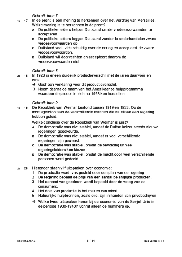 Opgaven examen VMBO GLTL geschiedenis 2019, tijdvak 1. Pagina 6