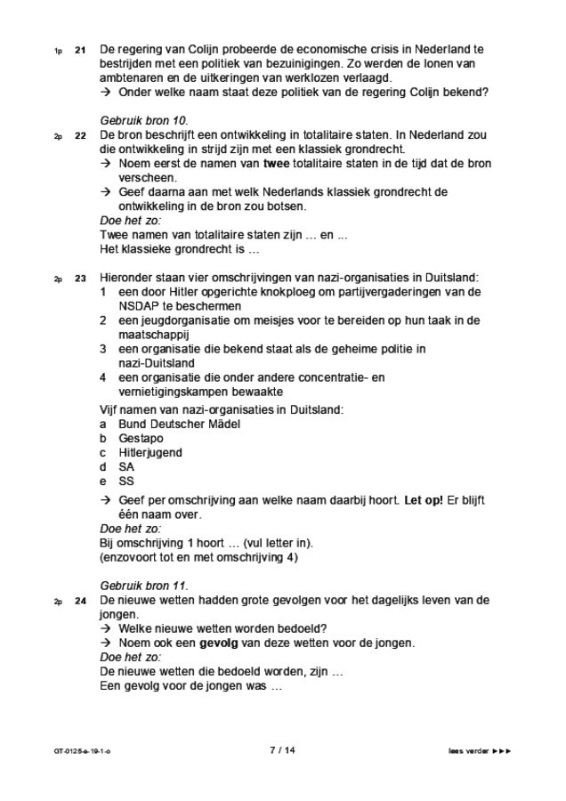 Opgaven examen VMBO GLTL geschiedenis 2019, tijdvak 1. Pagina 7