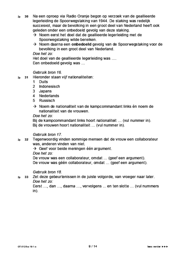 Opgaven examen VMBO GLTL geschiedenis 2019, tijdvak 1. Pagina 9