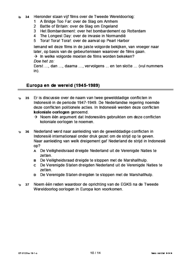 Opgaven examen VMBO GLTL geschiedenis 2019, tijdvak 1. Pagina 10