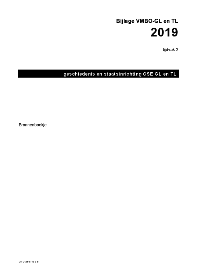 Bijlage examen VMBO GLTL geschiedenis 2019, tijdvak 2. Pagina 1