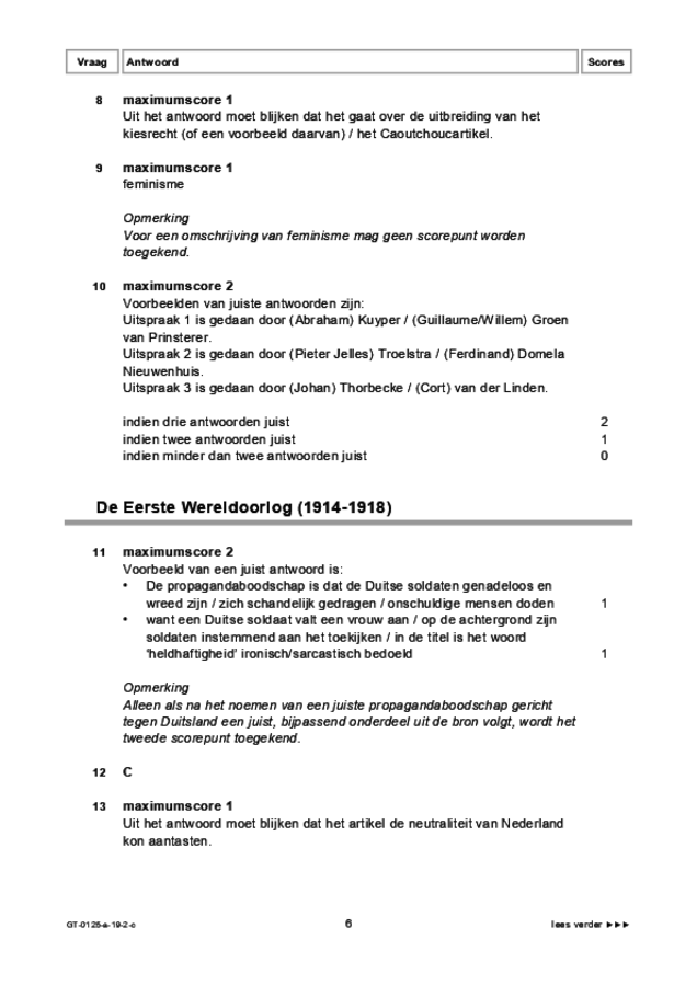 Correctievoorschrift examen VMBO GLTL geschiedenis 2019, tijdvak 2. Pagina 6