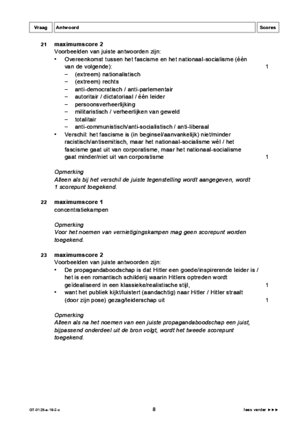 Correctievoorschrift examen VMBO GLTL geschiedenis 2019, tijdvak 2. Pagina 8