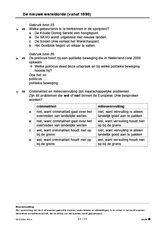 Opgaven examen VMBO GLTL geschiedenis 2019, tijdvak 2. Pagina 11