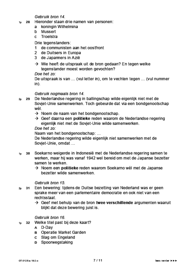 Opgaven examen VMBO GLTL geschiedenis 2019, tijdvak 2. Pagina 7