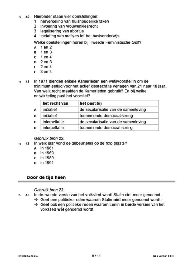 Opgaven examen VMBO GLTL geschiedenis 2019, tijdvak 2. Pagina 9