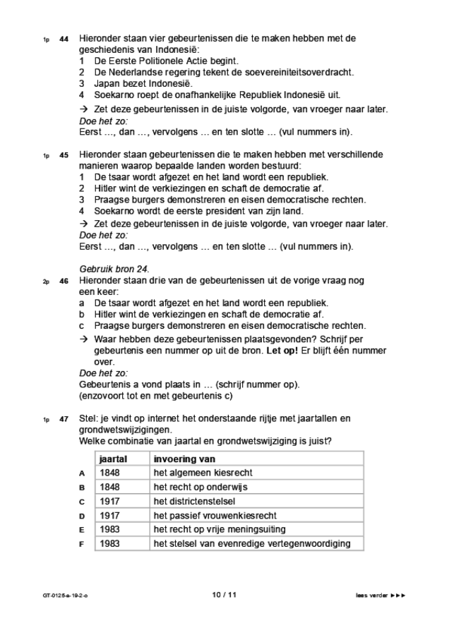 Opgaven examen VMBO GLTL geschiedenis 2019, tijdvak 2. Pagina 10