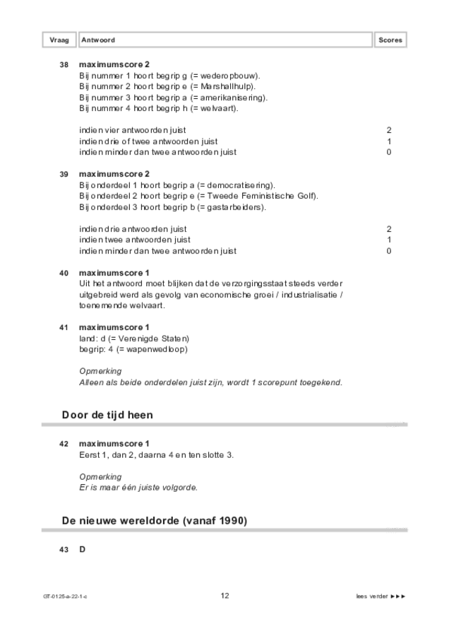 Correctievoorschrift examen VMBO GLTL geschiedenis 2022, tijdvak 1. Pagina 12