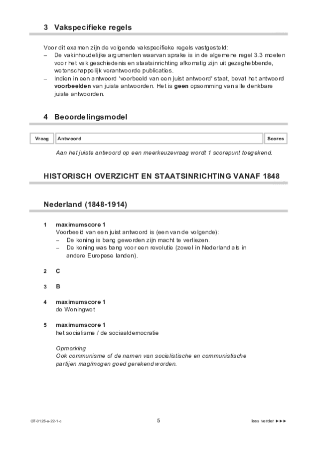Correctievoorschrift examen VMBO GLTL geschiedenis 2022, tijdvak 1. Pagina 5